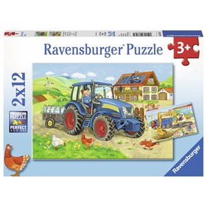 Ravensburger (07616) - "Construction Site and Farm" - 12 pezzi