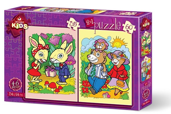 Art Puzzle (4498) - "The Rabbits and The Bear Family" - 35 60 pezzi