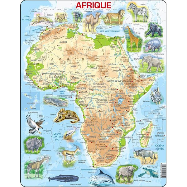 Larsen (A22-FR) - "Africa Physical Map" - 63 pezzi