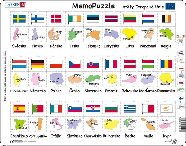 Larsen (GP2-CZ) - "Names, Flags and Capitals of 27 EU Member States - CZ" - 54 pezzi