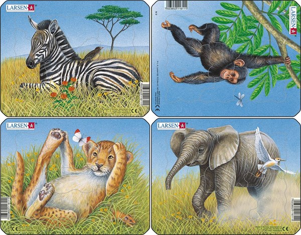 Larsen (M9) - "Lion, Elephant, Ape, Zebra" - 9 pezzi