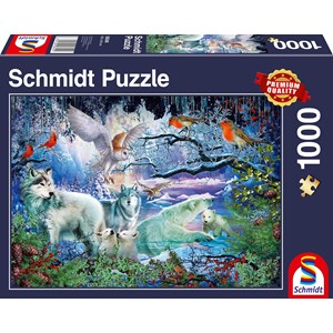 Schmidt Spiele (58349) - "Wolves in a Winter Forest" - 1000 pezzi
