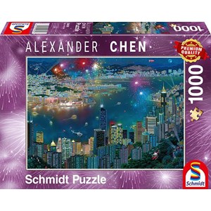 Schmidt Spiele (59650) - Alexander Chen: "Fireworks over Hong Kong" - 1000 pezzi