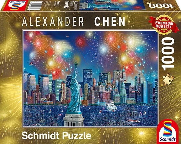 Schmidt Spiele (59649) - Alexander Chen: "Statue of Liberty with Fireworks" - 1000 pezzi