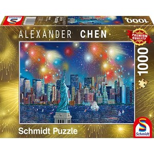 Schmidt Spiele (59649) - Alexander Chen: "Statue of Liberty with Fireworks" - 1000 pezzi