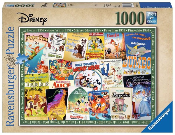 Ravensburger (19874) - "Disney, Vintage Movie Poster" - 1000 pezzi
