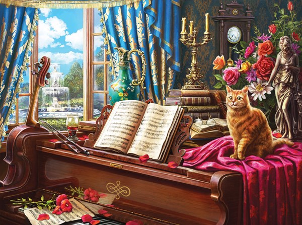 SunsOut (42936) - "Grand Piano Cat" - 1000 pezzi