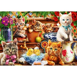 Bluebird Puzzle (70241) - Adrian Chesterman: "Kittens in the Potting Shed" - 1000 pezzi