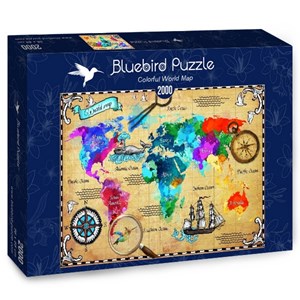 Bluebird Puzzle (70001) - "Colorful World Map" - 2000 pezzi
