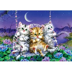 Art Puzzle (5086) - "Moonlight Swing Kittens" - 500 pezzi