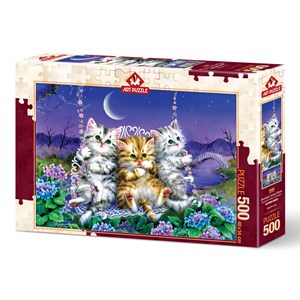 Art Puzzle (5086) - "Moonlight Swing Kittens" - 500 pezzi
