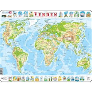 Larsen (K4-DK) - "The World Physical Map - DK" - 80 pezzi