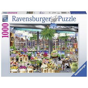 Ravensburger (13987) - "Amsterdam Flower Market" - 1000 pezzi
