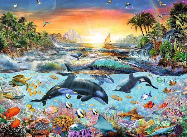 Ravensburger (12804) - Adrian Chesterman: "Orca Paradise" - 200 pezzi