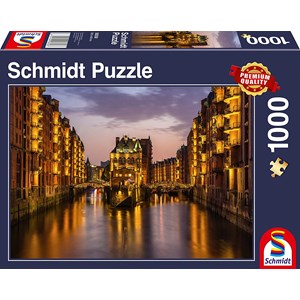 Schmidt Spiele (58358) - "City in The Evening, Hamburg" - 1000 pezzi