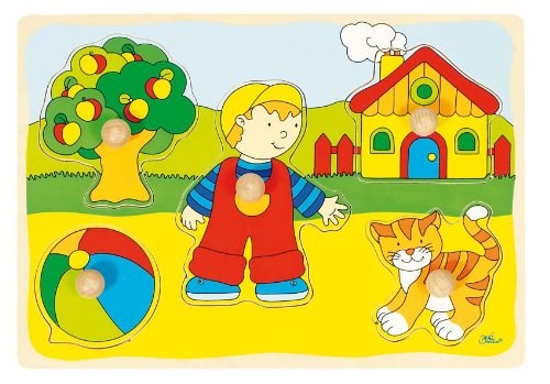 Goki (57858) - "GoKi Wooden Cat and House Puzzle" - 5 pezzi