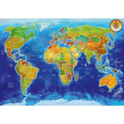 Bluebird Puzzle (70337) - Adrian Chesterman: "World Geo-Political Map" - 1000 pezzi