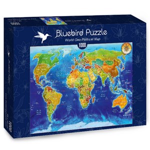 Bluebird Puzzle (70337) - Adrian Chesterman: "World Geo-Political Map" - 1000 pezzi