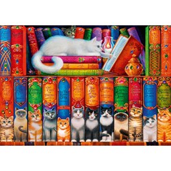 Bluebird Puzzle (70344) - Randal Spangler: "Cat Bookshelf" - 1000 pezzi