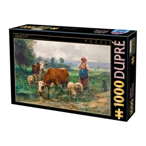 D-Toys (74164) - Julien Dupre: "A Shepherdess with her Flock" - 1000 pezzi