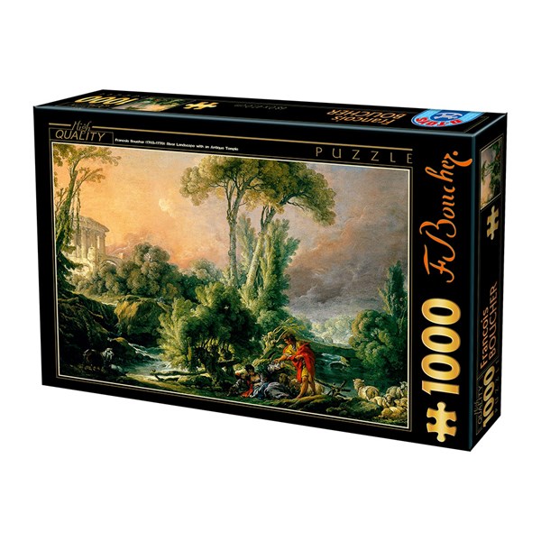 D-Toys (74980) - François Boucher: "River Landscape with an Antique Temple" - 1000 pezzi