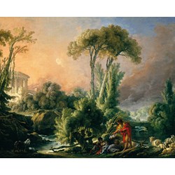 D-Toys (74980) - François Boucher: "River Landscape with an Antique Temple" - 1000 pezzi