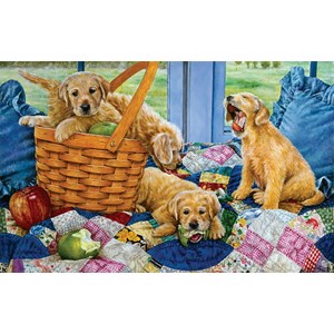 SunsOut (44301) - Susan Brabeau: "Puppies in a Basket" - 550 pezzi