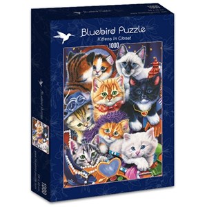 Bluebird Puzzle (70087) - Jenny Newland: "Kittens In Closet" - 1000 pezzi