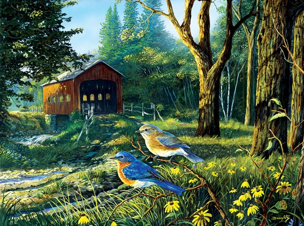 SunsOut (71108) - Terry Doughty: "Sleepy Hollow Blue Birds" - 1000 pezzi
