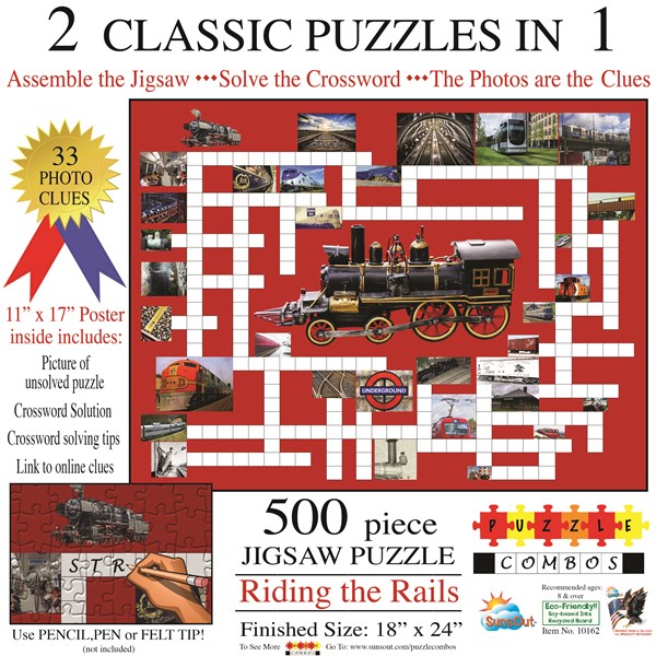 SunsOut (10162) - Irv Brechner: "Puzzle Combo, Riding the Rails" - 500 pezzi