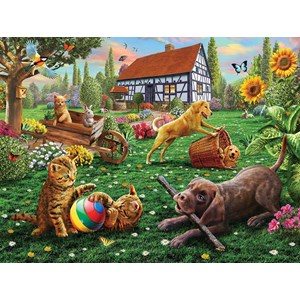 SunsOut (51836) - Adrian Chesterman: "Dogs and Cats at Play" - 500 pezzi