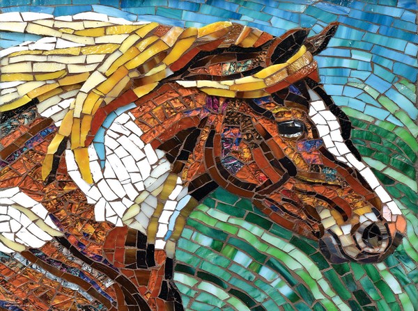 SunsOut (70701) - Cynthie Fisher: "Stained Glass Horse" - 1000 pezzi