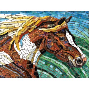 SunsOut (70701) - Cynthie Fisher: "Stained Glass Horse" - 1000 pezzi