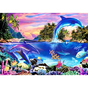 Bluebird Puzzle (70132) - Robin Koni: "Dolphin Panorama" - 500 pezzi