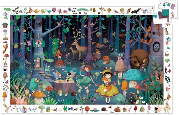 Djeco (07504) - "Observation Puzzle, Enchanted Forest" - 100 pezzi