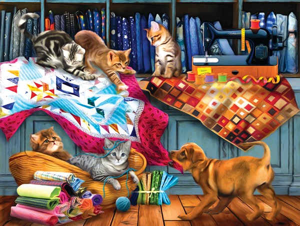 SunsOut (28832) - Tom Wood: "Quilting Room Mischief" - 300 pezzi