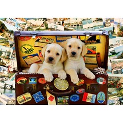 Bluebird Puzzle (70398) - Greg Cuddiford: "Two Travel Puppies" - 100 pezzi