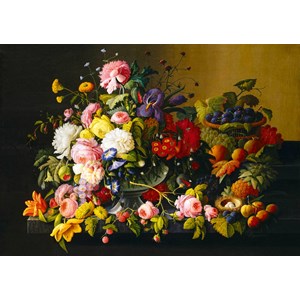 Bluebird Puzzle (60030) - Severin Roesen: "Still Life, Flowers and Fruit, 1855" - 1000 pezzi