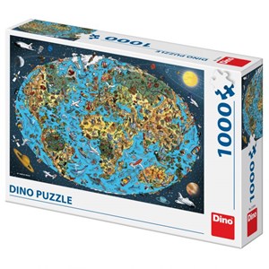 Dino (53281) - "Illustrated World Map" - 1000 pezzi