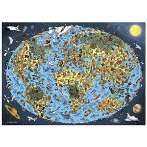 Dino (53281) - "Illustrated World Map" - 1000 pezzi