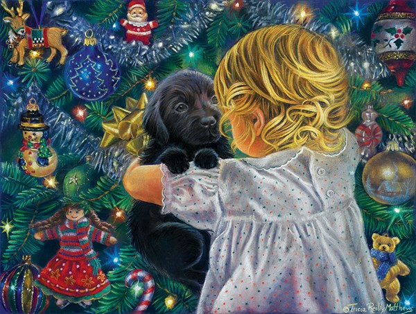 SunsOut (35806) - Tricia Reilly-Matthews: "Puppy for Christmas" - 500 pezzi