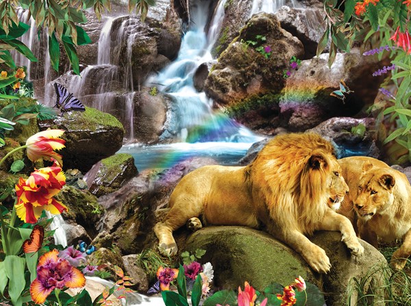 SunsOut (48466) - Alixandra Mullins: "Love Lion Waterfall" - 1000 pezzi