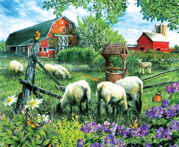 SunsOut (28566) - Tom Wood: "Pleasant Valley Sheep Farm" - 1000 pezzi
