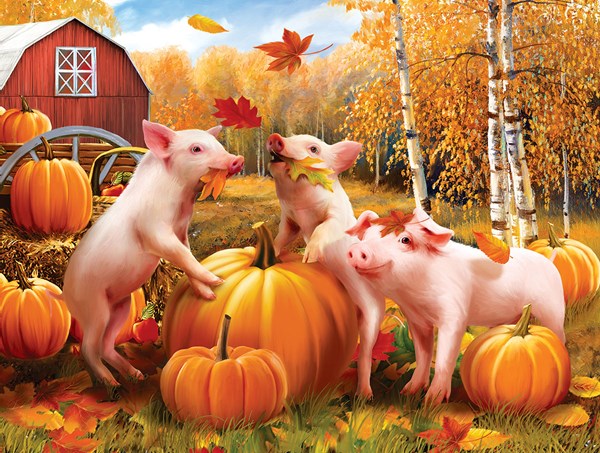 SunsOut (28657) - Tom Wood: "Pigs & Pumpkins" - 300 pezzi