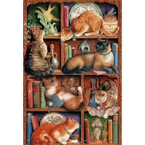Cobble Hill (50710) - Janet Kruskamp: "Feline Bookcase" - 2000 pezzi