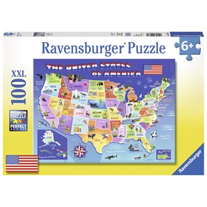 Ravensburger (10936) - Greg Giordano: "USA State Map" - 100 pezzi