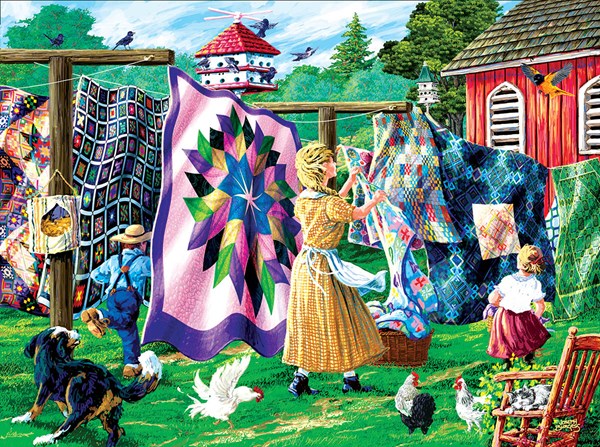 SunsOut (38864) - Joseph Burgess: "Quilter's Clothesline" - 1000 pezzi