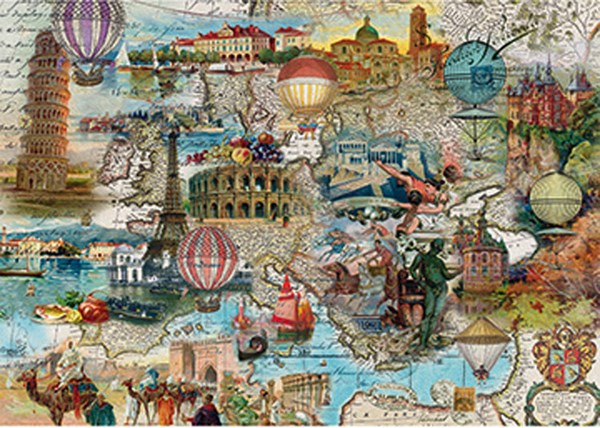 Schmidt Spiele (58205) - "Hot-air Balloon Flight through Europe" - 1000 pezzi