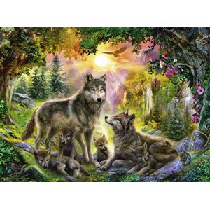 Ravensburger (12686) - "Wolf Family in the Sun" - 200 pezzi