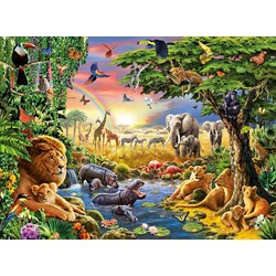 Ravensburger (13073) - Adrian Chesterman: "Evening at the Waterhole" - 300 pezzi